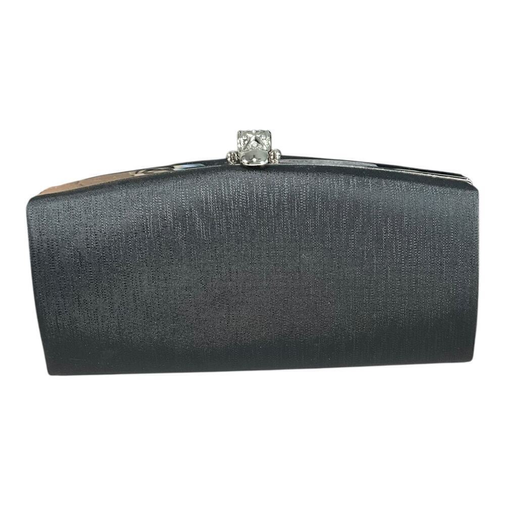 Vintage No Brand Clutch Black & Silver Removable Strap Evening Bag Purse Y2K